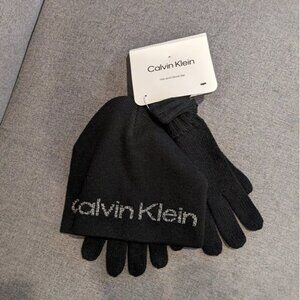Calvin Klein Hat and Gloves Black Gift Set NEW MSRP $ 68